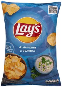 ЧИПСЫ LAYS СМЕТАНА И ЗЕЛЕНЬ 140ГР