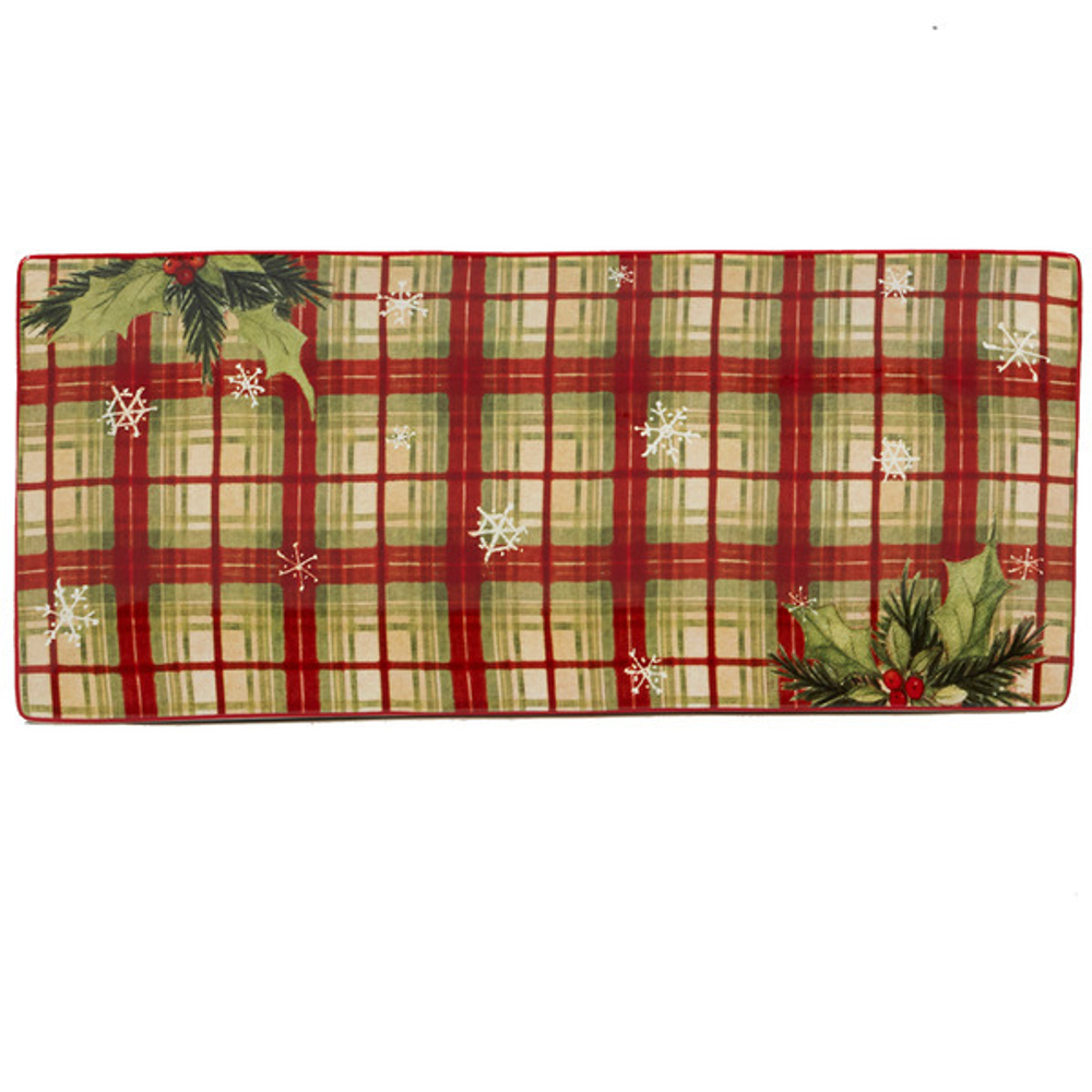 Блюдо прямоугольное Certified Int. Праздничные пожелания.Клетка 28х12см