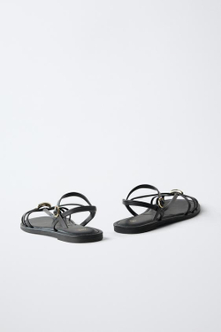 ZARA БОСОНОЖКИ С РЕМЕШКАМИ, ЧЕРНЫЙ
