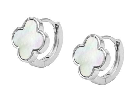 Серьги-Кольца "Клевер" 10мм, с перламутром