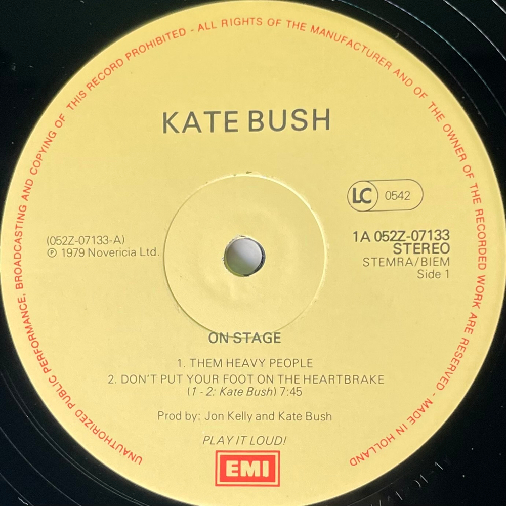 Kate Bush ‎– On Stage (Голландия) 12", 45 RPM