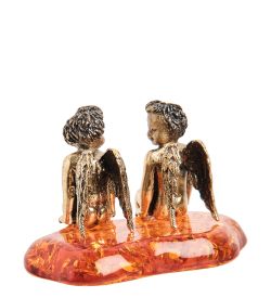 AM- 787 Фигурка «Ангелочки» (латунь, янтарь)