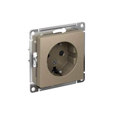 Розетка 1-м СП AtlasDesign 16А IP20 с заземл. защ. шторки механизм шампань SE ATN000545