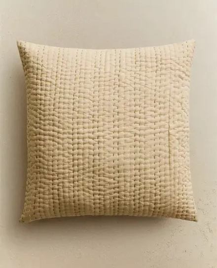 ZARA HOME НАВОЛОЧКА ДЛЯ ДЕКОРАТИВНОЙ ПОДУШКИ С ДЕКОРАТИВНОЙ СТРОЧКОЙ, ЖЕЛТЫЙ