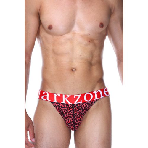 Мужские трусы танга красные с леопардовым принтом DARKZONE DZN6169