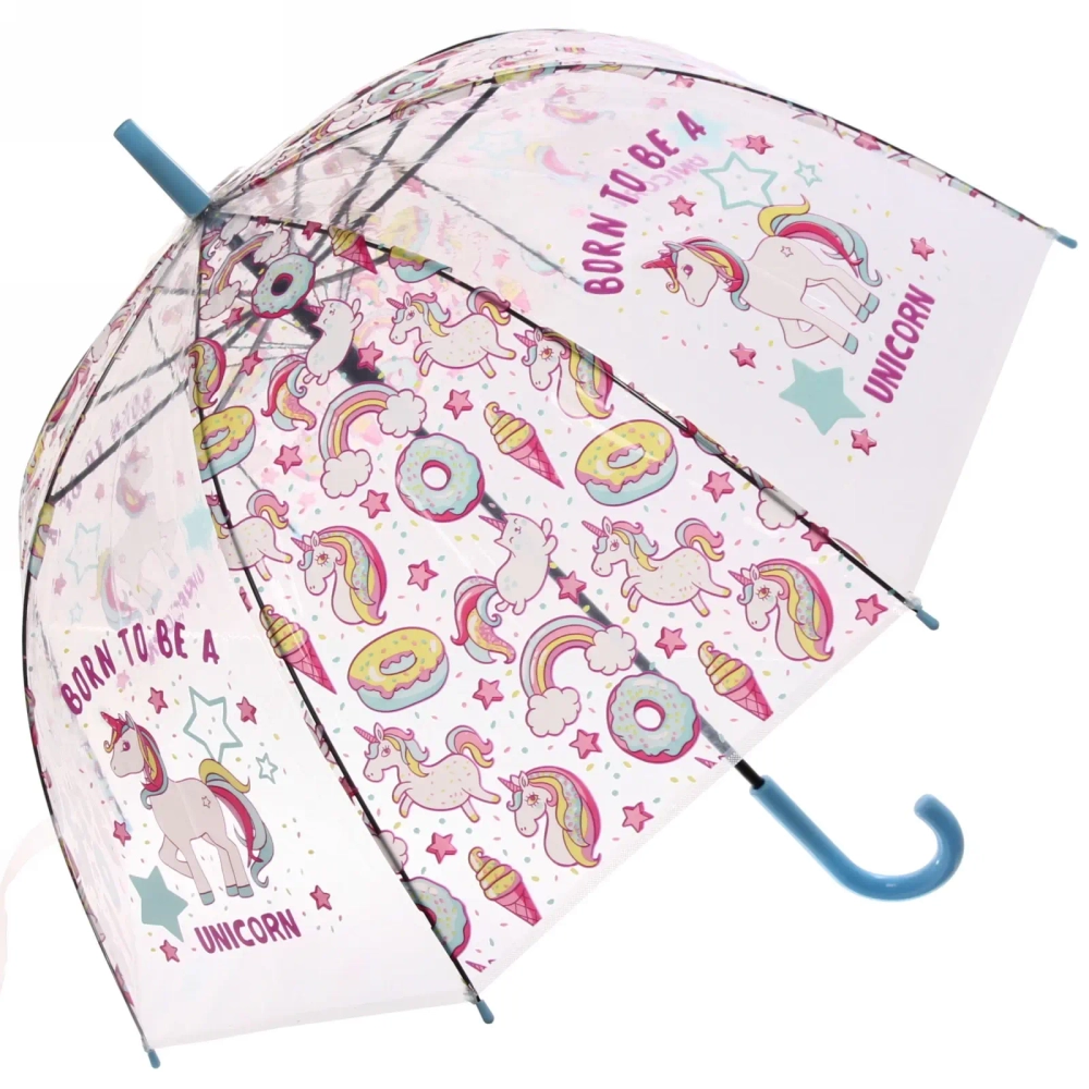 Зонт-трость женский купол «Единорог» микс 4 цвета, 8 спиц, d-82см, длина в слож. виде 82см