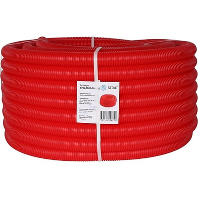 STOUT Труба гофрированная ПНД красная наружным диаметром 38 мм для труб диаметром 25 мм