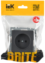 BRITE Розетка 1-местная без заземления с защитными шторками 10А РСш10-2-БрГ графит IEK