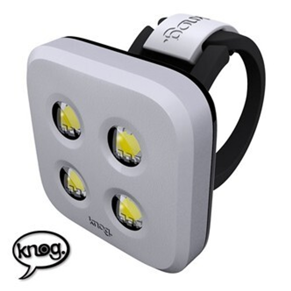 Велофонарь Knog Blinder 4 Standard White перед, серебро