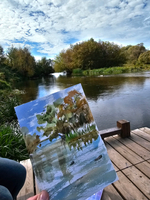 Картина авторская акварельная в паспарту 21х30 см на стену для интерьера "Осенний Осетр"