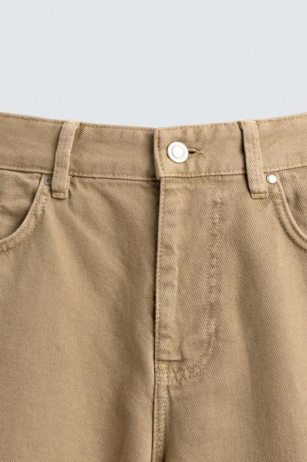 ZARA ДЖИНСЫ КЛАССИЧЕСКОГО КРОЯ С ЭФФЕКТОМ ПОТЕРТОСТИ, ТЕМНО-БЕЖЕВЫЙ