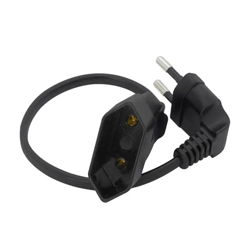 Европейский 2-контактный штекер к женскому кабелю адаптера питания Шнур с изгибом под углом 90 градусов Удлинительный кабель