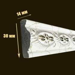 Багет интерьерный 2 шт. декоративный профиль 30*14*1200 кракелюр молочный с золотом "Милан" (ПИ30М)