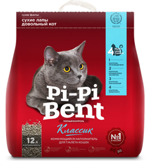 Pi-Pi Bent Наполнитель для кошачьего туалета Классик 5 кг пакет  (12 л)
