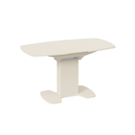 Стол кухонный обеденный раздвижной Белый Глянец/Стекло Белое, Портофино, 110х75х75 см