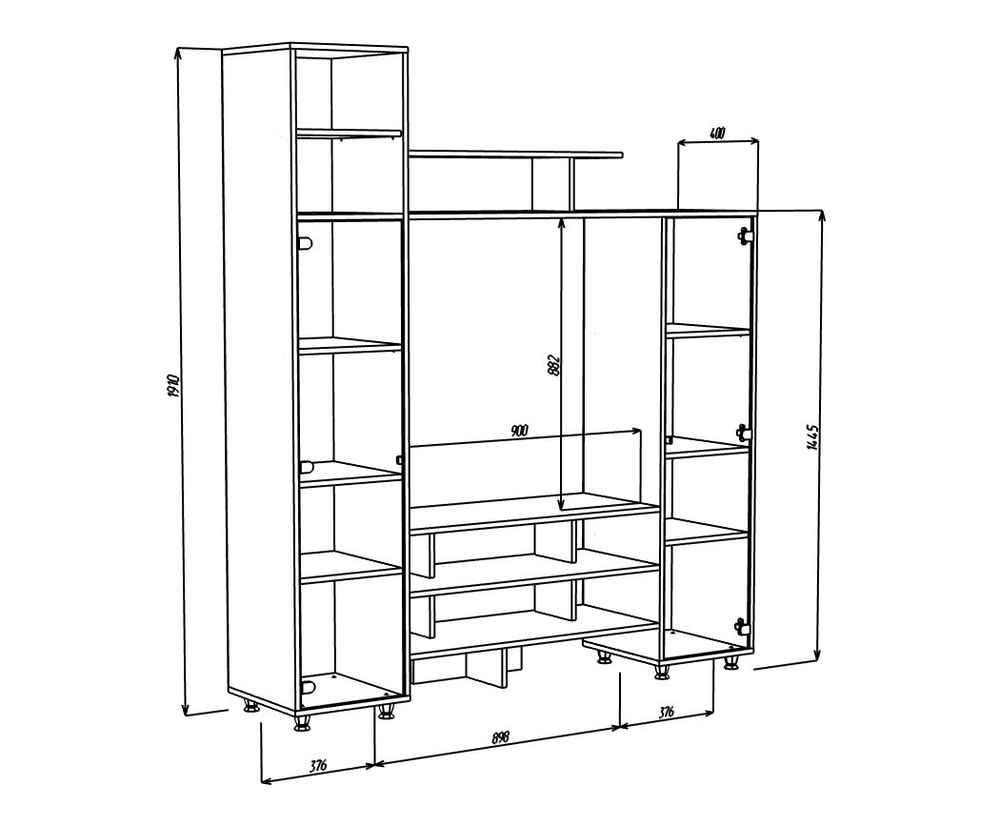 Гостиная Рубис Венге 0854 165*40*190 см, Венге   Фиеста