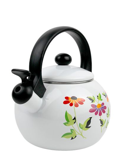 Чайник 2,2 л. эмалированный со свистком Kamille KM 1030 с черной бакелитовой ручкой
