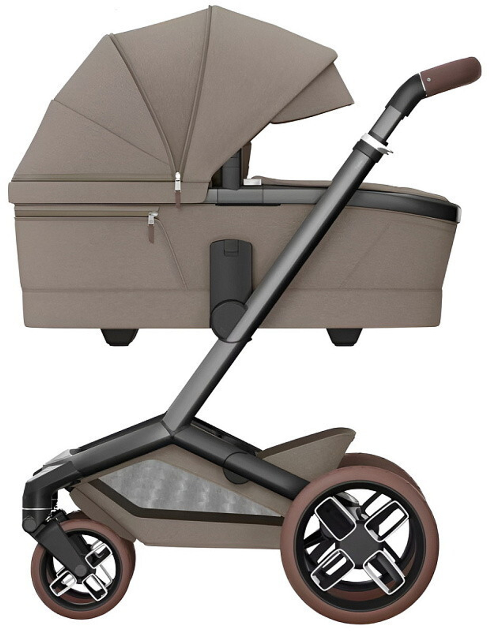 Детская коляска Maxi-Cosi Fame 3 в 1 с автокреслом Coral 360 Essential black Twillic Truffle/Трюфель(беж)