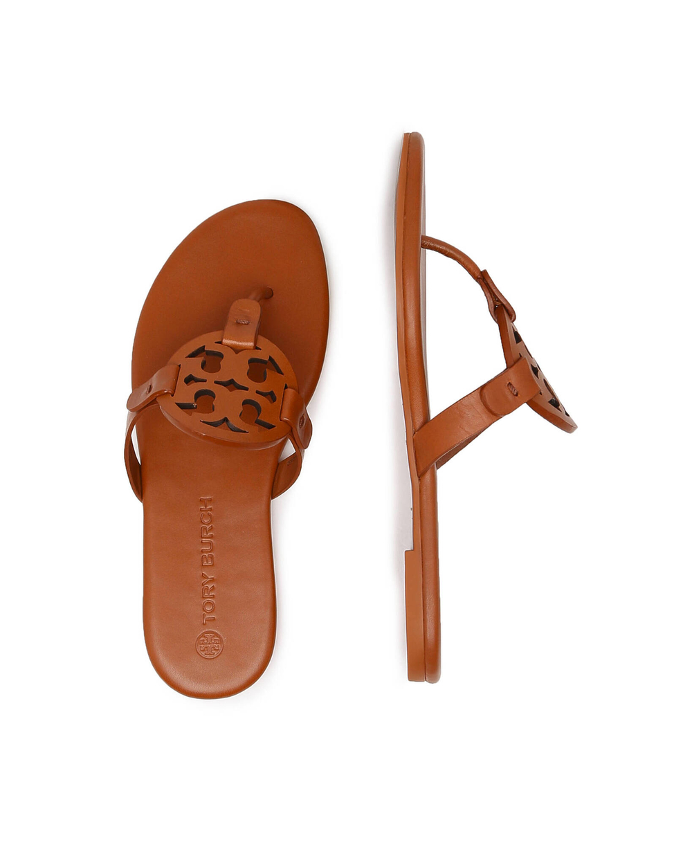 кожаное вьетнамки miller TORY BURCH - коричневый(90582)