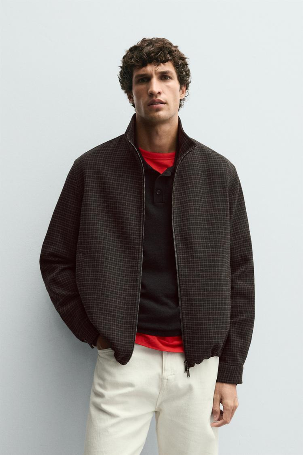 ZARA КУРТКА В КЛЕТКУ, ЧЕРНЫЙ/КОРИЧНЕВЫЙ