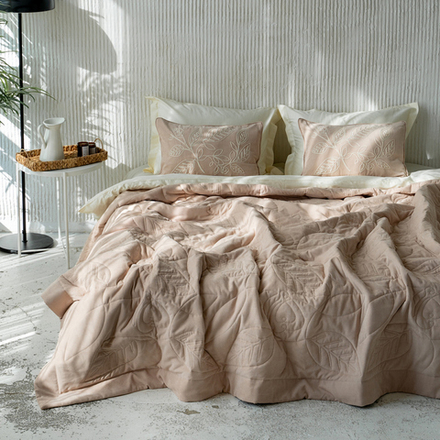 Покрывало с вышивкой РОДДА (арт. BL02-322-02) - бежевое