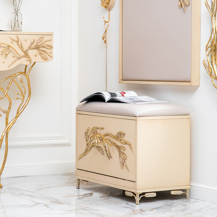 Банкетка Oliva Branch (Олива Бранч) Айвори Мраморное золото