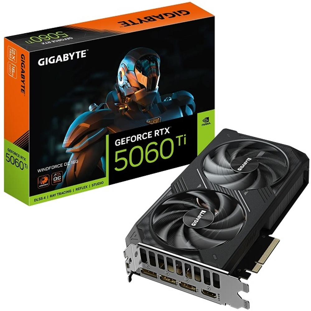 Видеокарта GIGABYTE GeForce RTX 5060 Ti WINDFORCE OC 16GB (GV-N506TWF2OC-16GD)