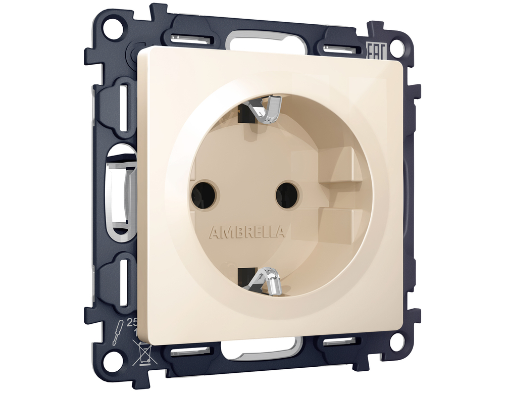 MA306010 Комплект механизма электрической розетки ALFA Бежевый глянец с/з на винтовых зажимах QUANT (AP3060, VM141)