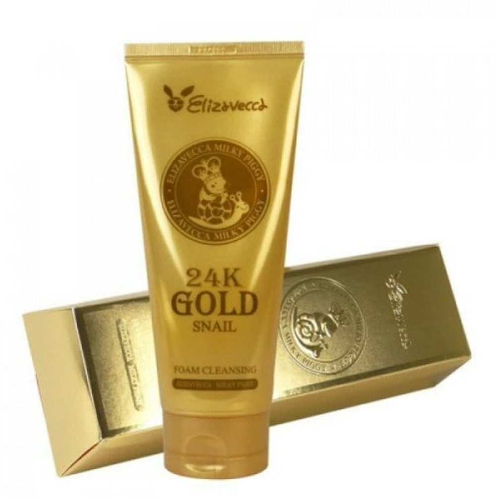 Пенка для умывания с муцином улитки и золотом Elizavecca 24k Gold Snail Cleansing Foam