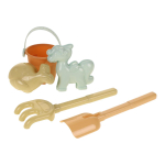 Набор для игры в песок с тачкой (5предм.) ведерко,совок,грабли,форм,сет.212-7