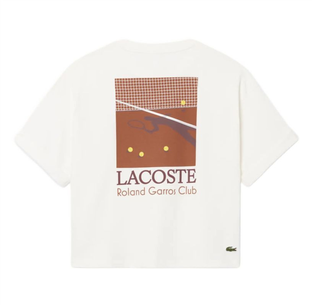 Женская теннисная футболка Lacoste Roland-Garros Edition Graphic - white