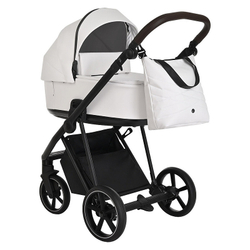 Детская коляска Roan Sol Кожа 2 в 1 RSL/2024 White/Black/руч.Тем.коричневый