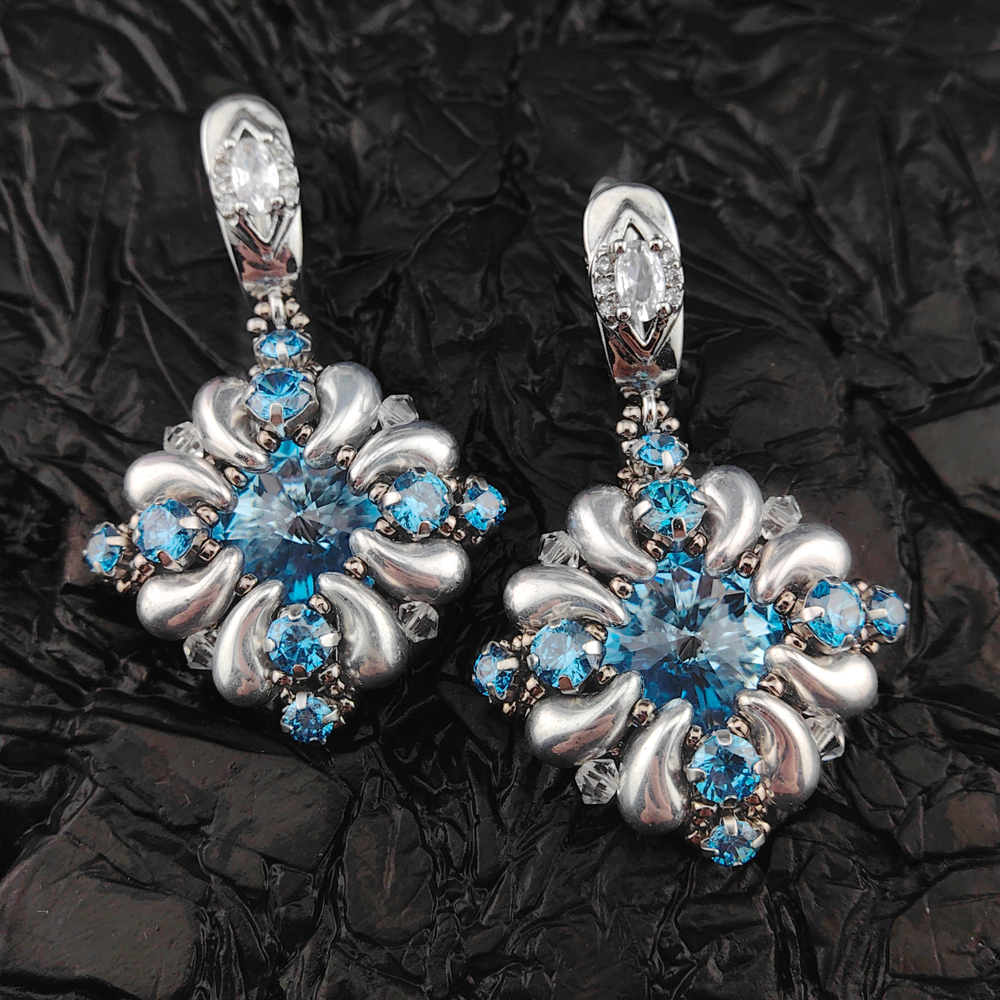 Набор для создания серег Барокко c риволи Swarovski, Aquamarine