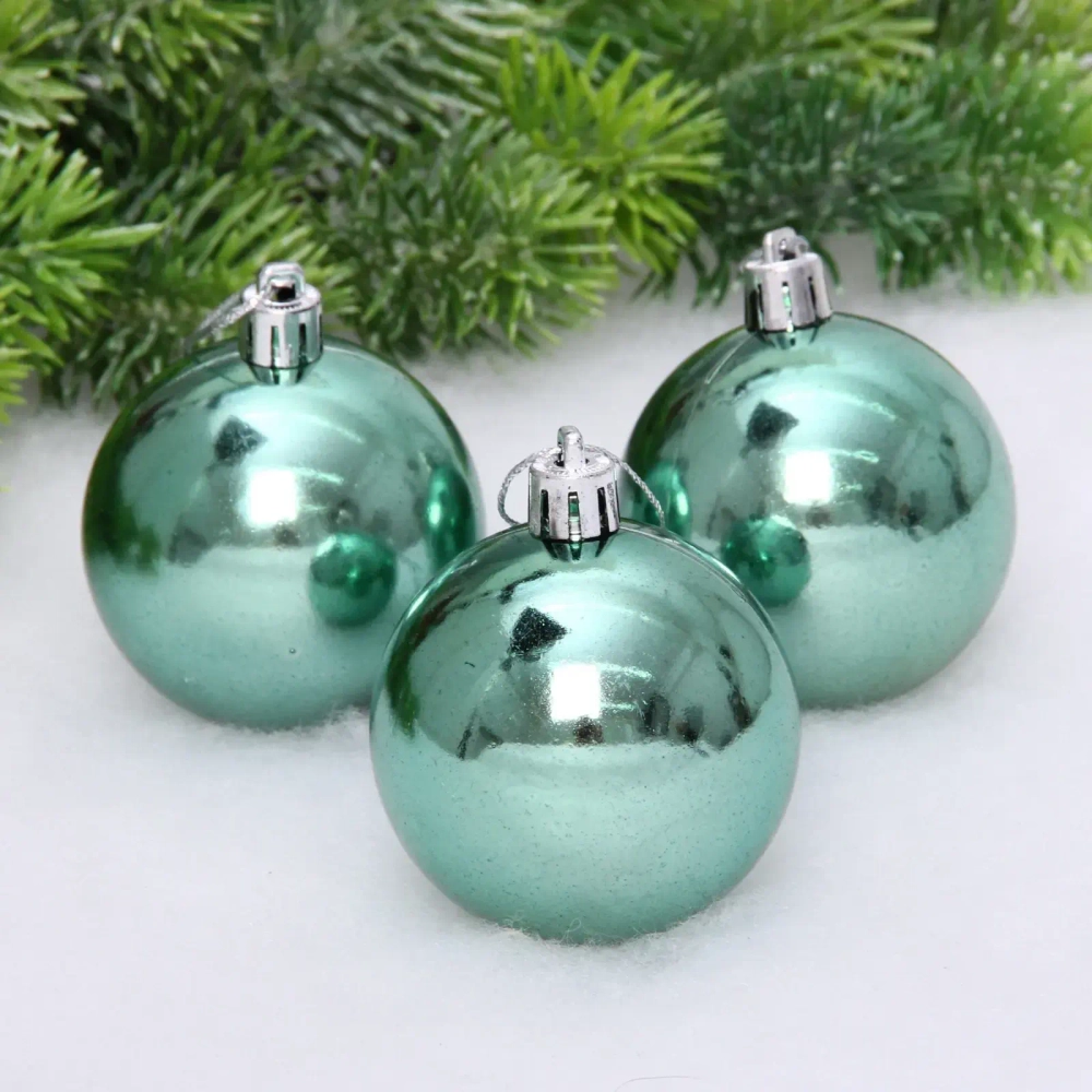 Новогодние шары 6 см (набор 3 шт) «Глянец», темный нефрит