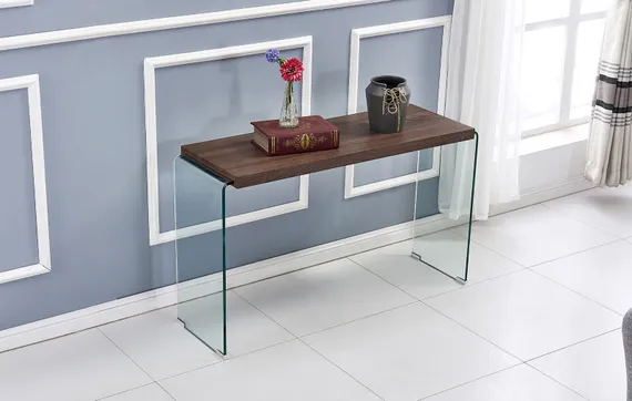 Консоль Glass с деревянной столешницей