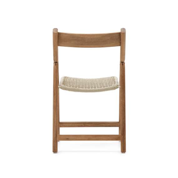 Складной стул Dandara из массива акации со стальной конструкцией и белым шнуром