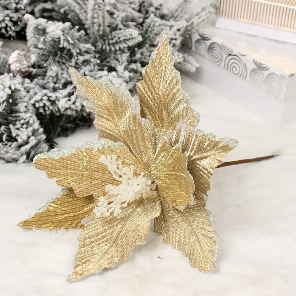 Украшение новогоднее «Пуансеттия - Сказка» 25 см, Золото