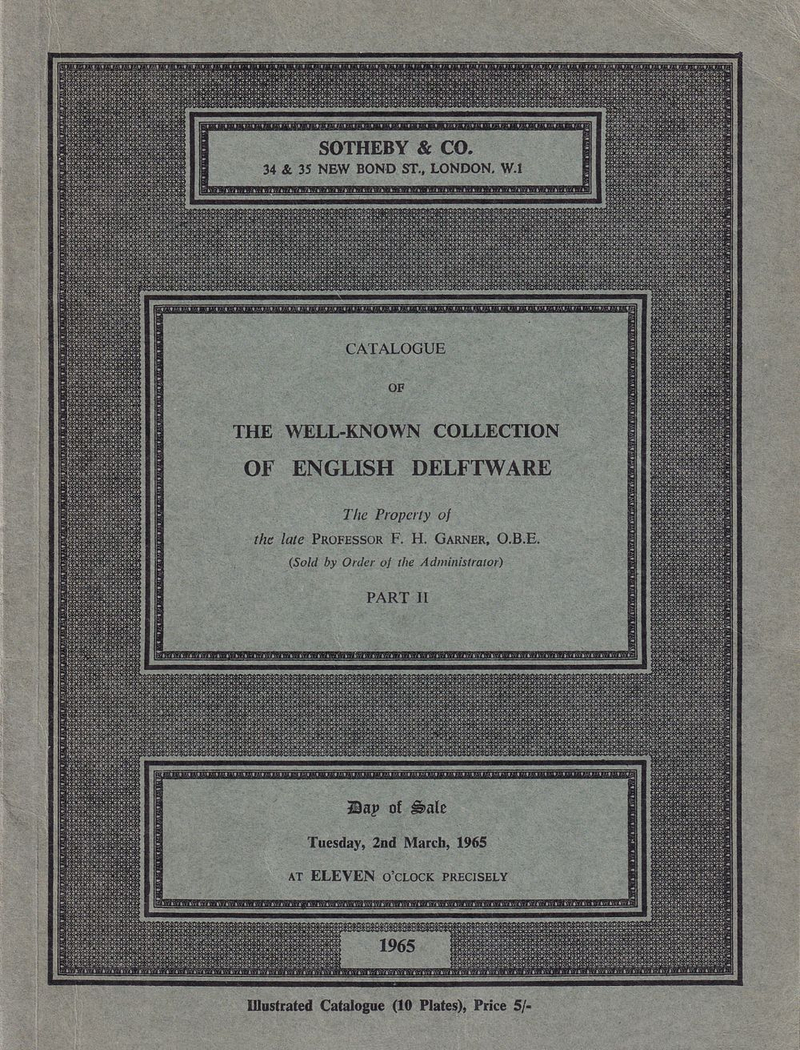Каталог аукциона Sotheby's, Лондон, Коллекция английского фаянса, Часть II от 2 марта 1965 года