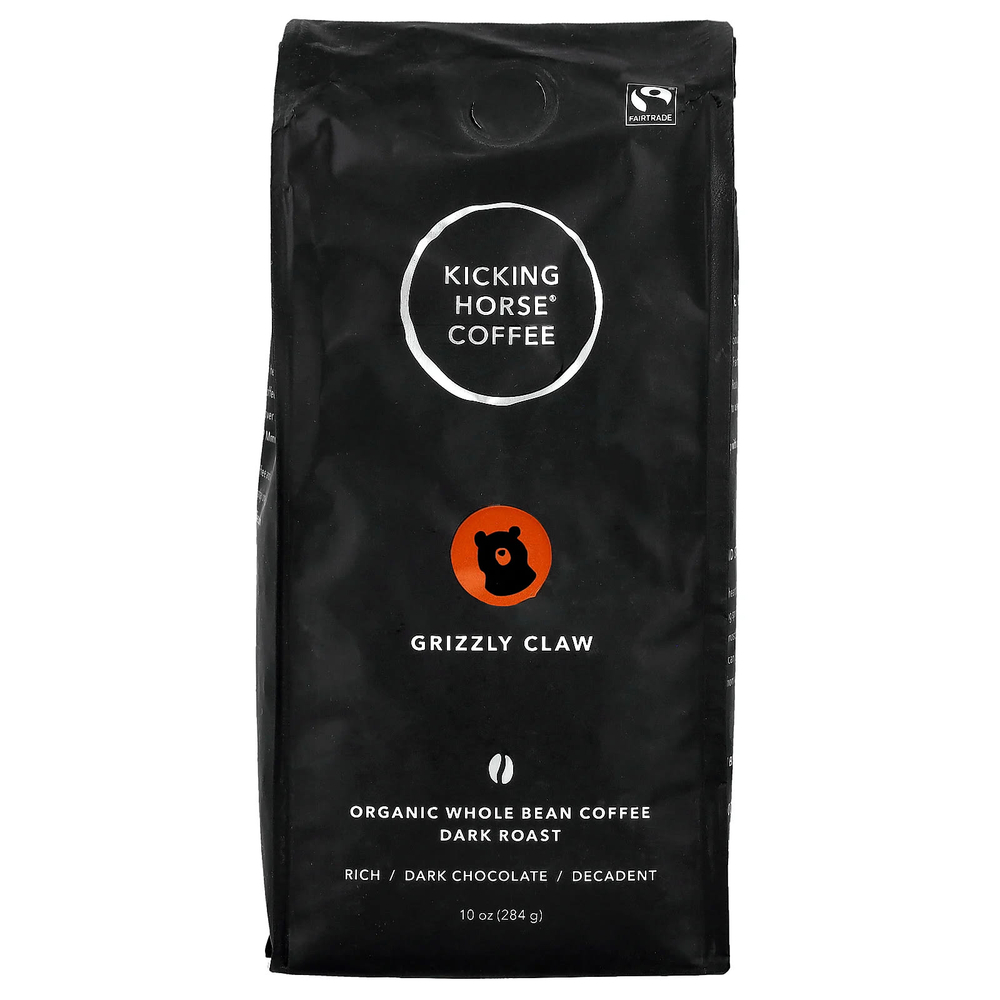 Kicking Horse, Grizzly Claw, органический кофе, цельные зерна, темная обжарка, 284 г (10 унций)