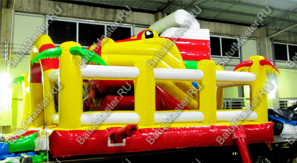 Коммерческий батут "Белый клык" с механизированной головой, цвет красно-желтый, 6*5*4 м