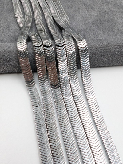 Гематит ёлочка 6*1мм, темное серебро