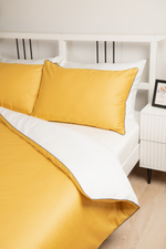 MOON Комплект постельного белья, сатин желтый/белый