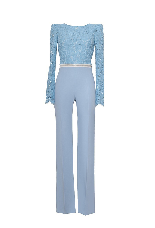 Комбинезон с кружевной полочкой и рукавами 57-16SS