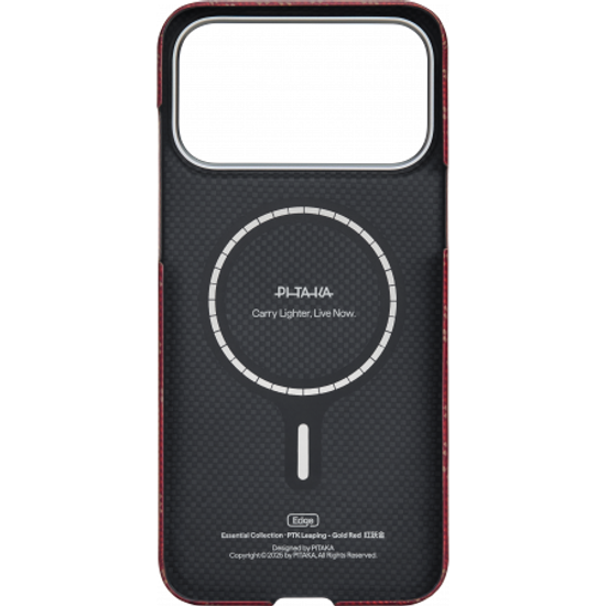 Чехол Pitaka Monogram Ultra-Slim Case для iPhone 17 Pro, красно-золотой