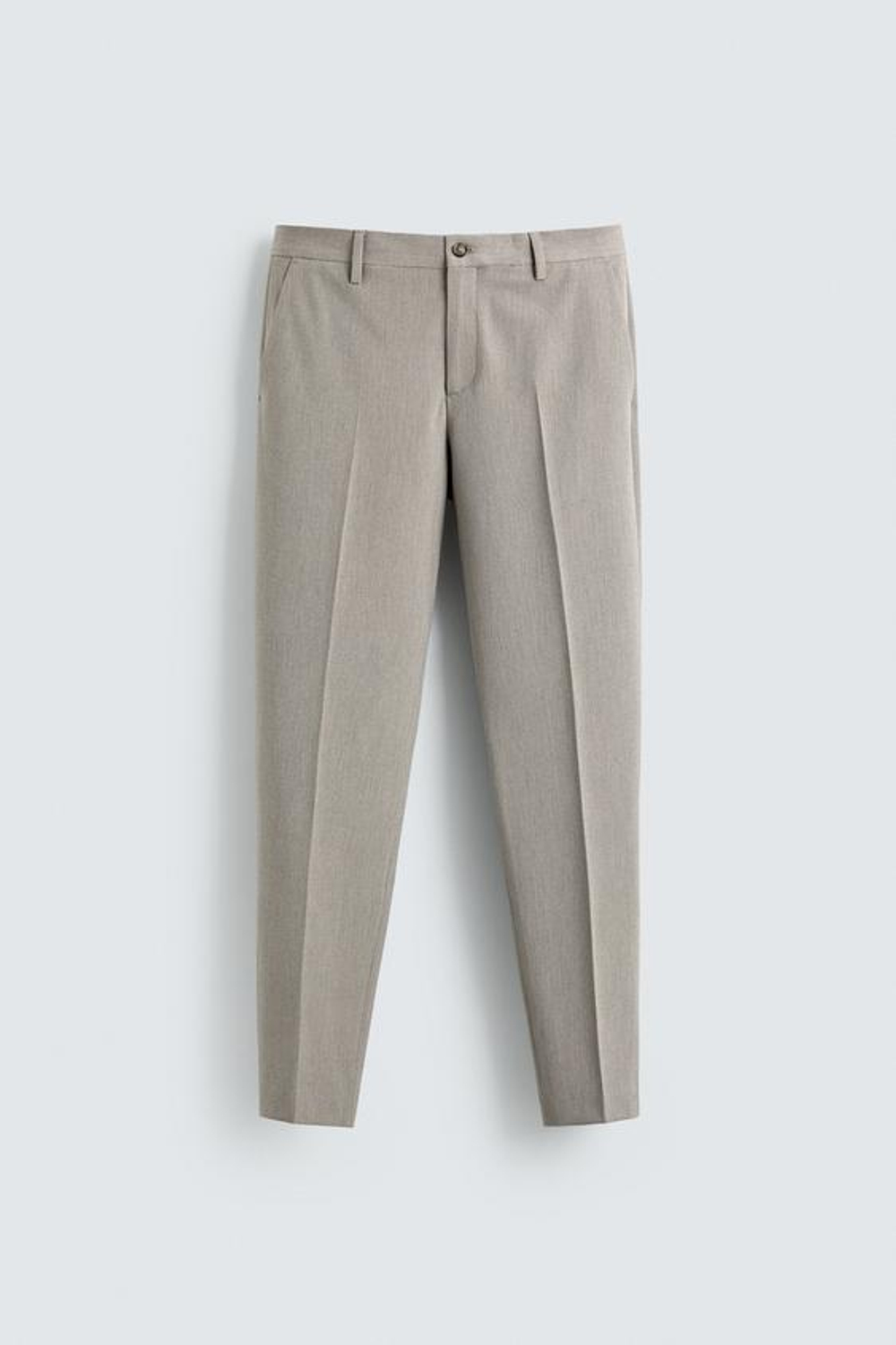 ZARA КОСТЮМНЫЕ БРЮКИ ИЗ РЕЛЬЕФНОЙ ТКАНИ КЛАССИЧЕСКОГО КРОЯ, БЕЖЕВЫЙ