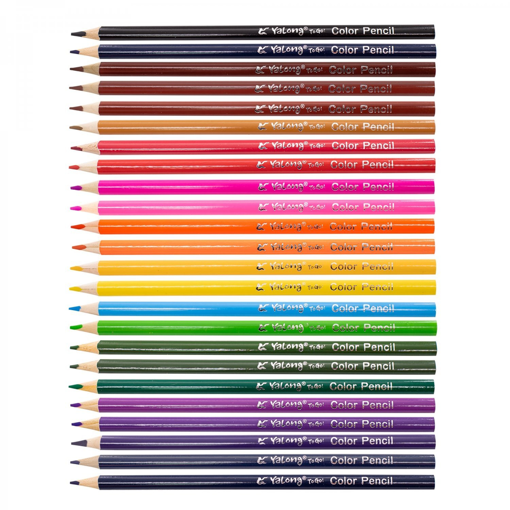 Карандаши цветные Yalong 24 цв., "Mix" деревянные, трехгранные, заточенные, грифель 3.0 мм, картон. уп., европодвес