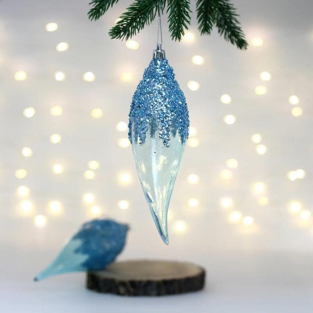 Елочные игрушки «Волшебная сказка» 5.4*5.4*19.5 см (набор 2 шт), Голубой