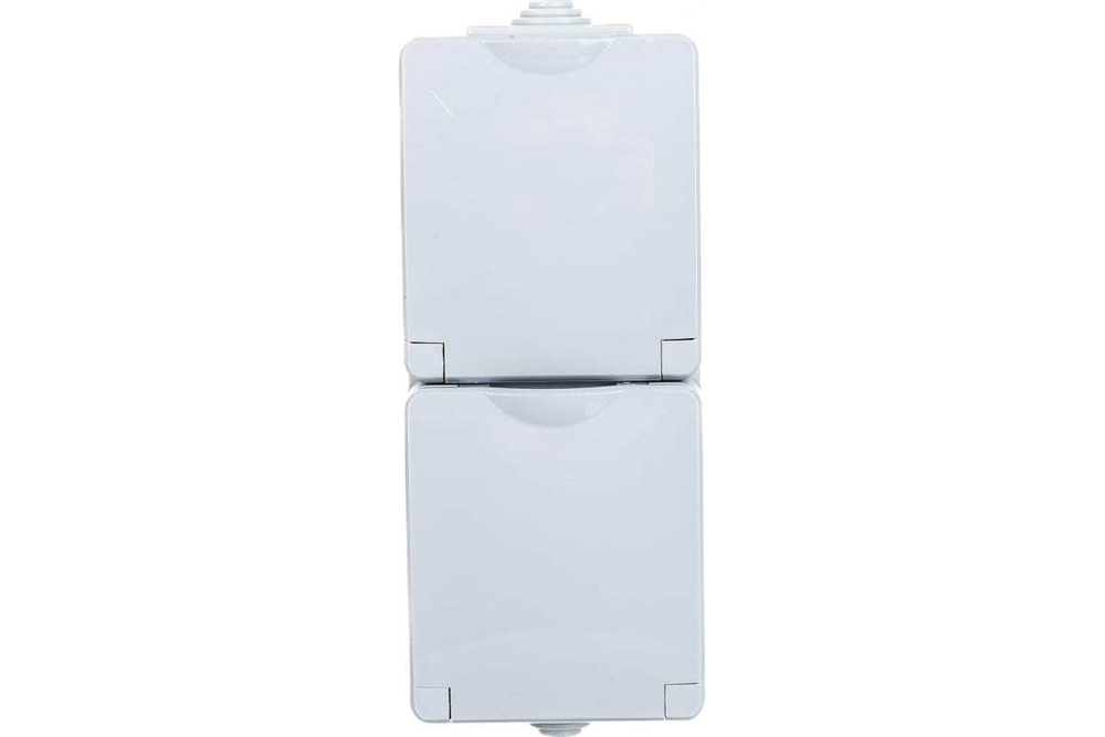 Розетка 2-местная накладная вертикальная IP65, шторки, 16A-250В, серый Эксперт ЭРА