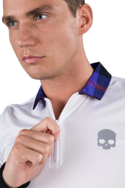 Мужское теннисное поло Hydrogen Tartan Zipped Tech Polo - white/purple/black