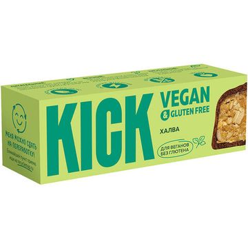 Батончик халва с корицей, семенами тыквы и кунжута на глюкозно-фруктозном сиропе в темном шоколаде KICK 45 г/10 шт